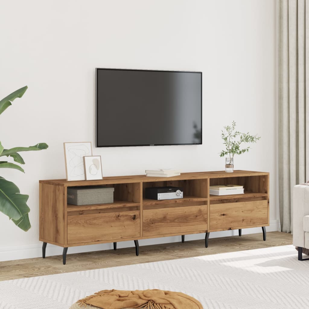Modern Wooden 59 Inch TV Tele Stand Unit Cabinet With 3 Drawers & Open Storage