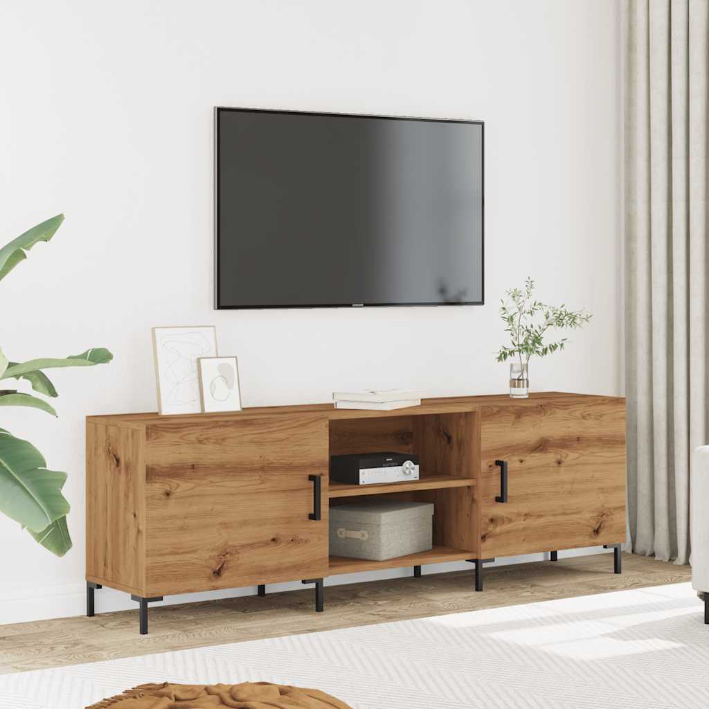 Modern Wooden TV Tele Stand Unit Media Cabinet With 2 Doors & Storage Shelf