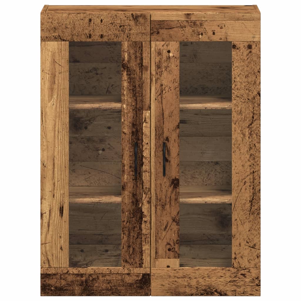 Modern Wooden Wall Mounted 2 Door Floating Storage Cabinet Unit With Glass Doors