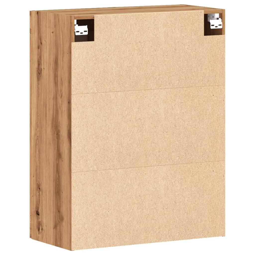 Modern Wooden Wall Mounted 2 Door Floating Storage Cabinet Unit With Glass Doors
