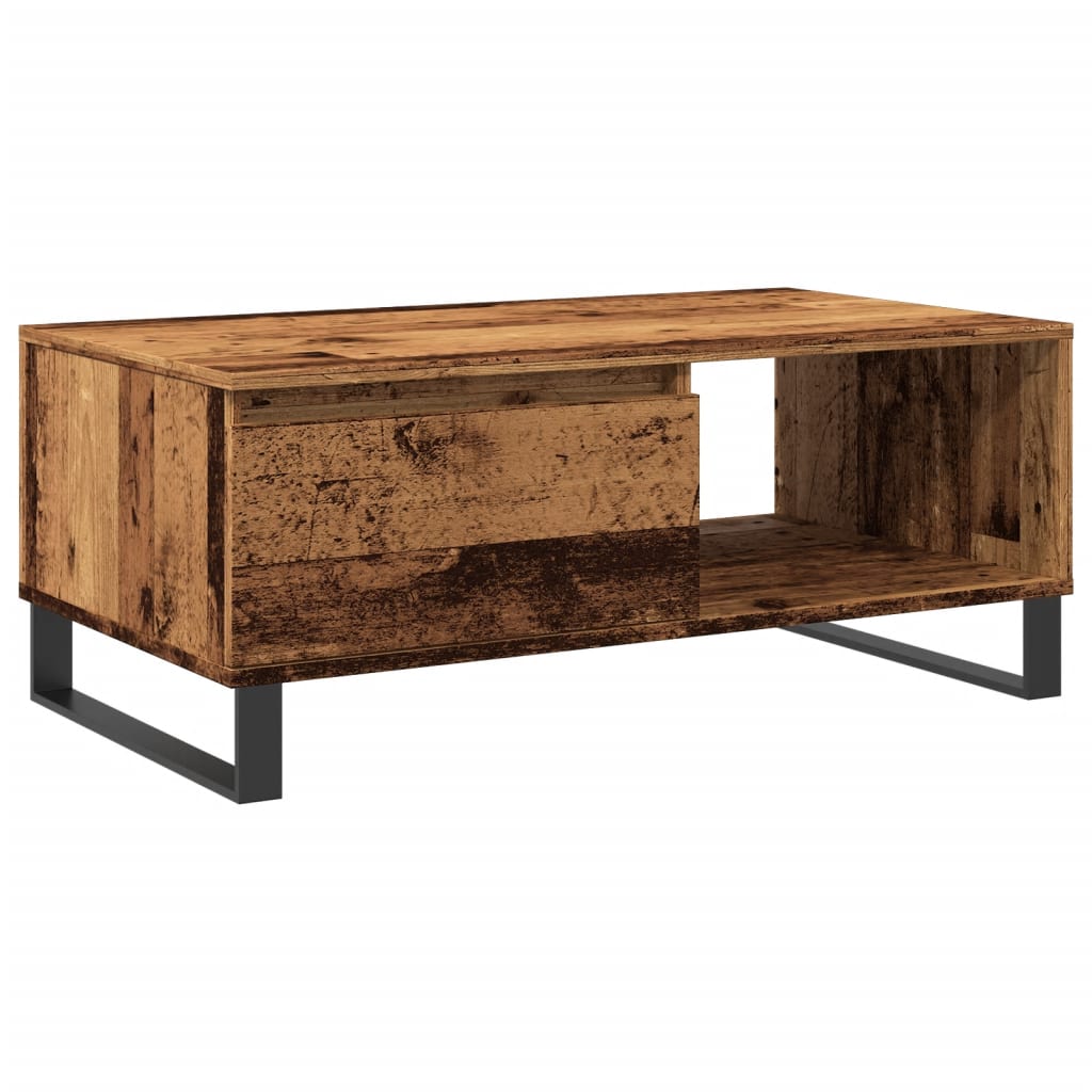 Modern Wooden Living Room Coffee Table With Drawer & Open Storage Space Wood