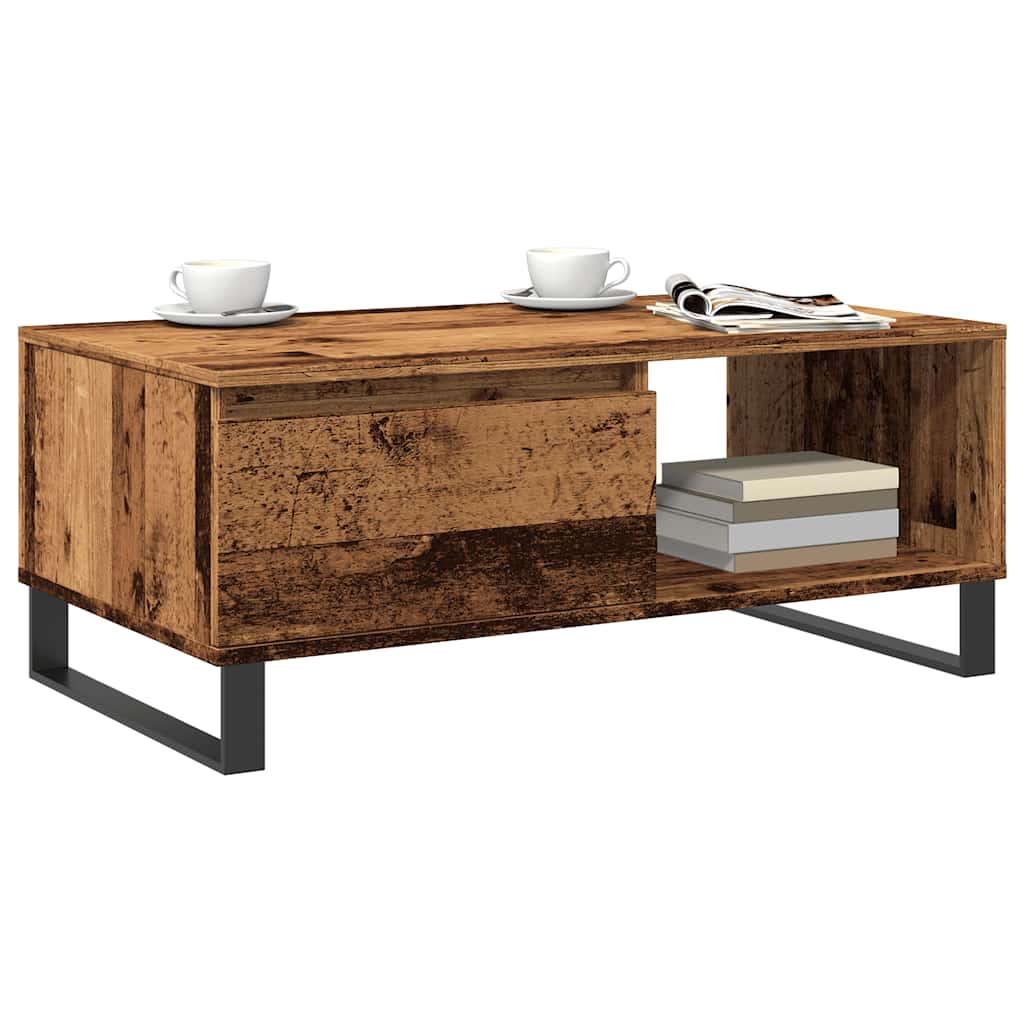 Modern Wooden Living Room Coffee Table With Drawer & Open Storage Space Wood
