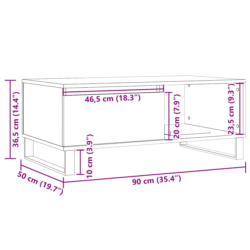 Modern Wooden Living Room Coffee Table With Drawer & Open Storage Space Wood