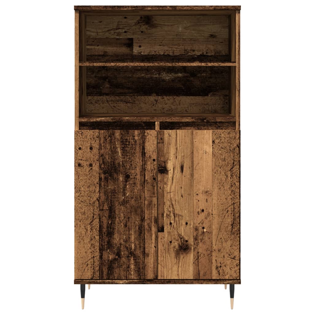 Modern Wooden Highboard Storage Cabinet Unit With 2 Doors & Open Shelves Wood