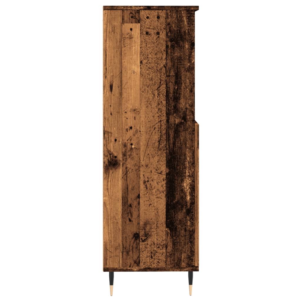 Modern Wooden Highboard Storage Cabinet Unit With 2 Doors & Open Shelves Wood