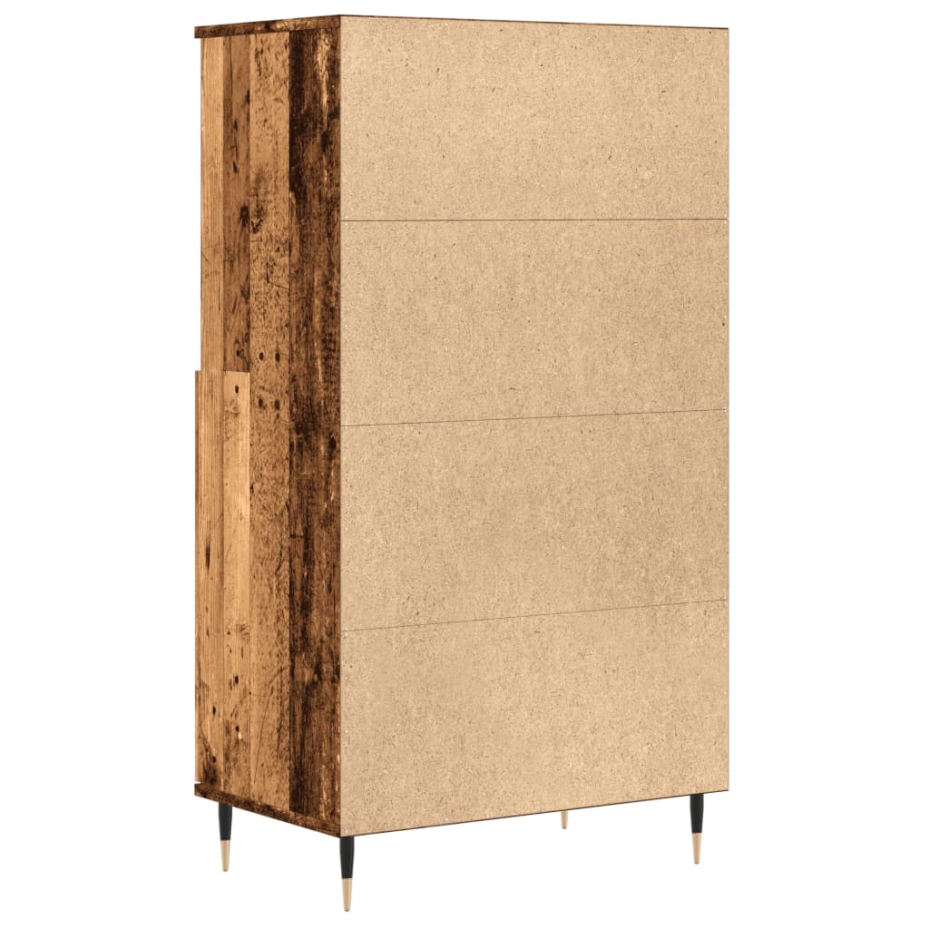 Modern Wooden Highboard Storage Cabinet Unit With 2 Doors & Open Shelves Wood