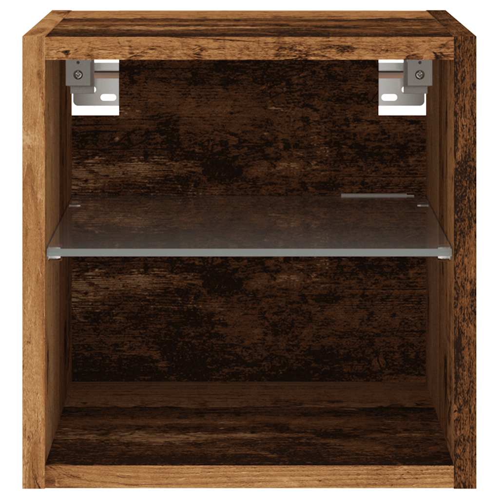 TV Wall Cabinets with LED Lights 2 pcs Old Wood 30x28.5x30 cm