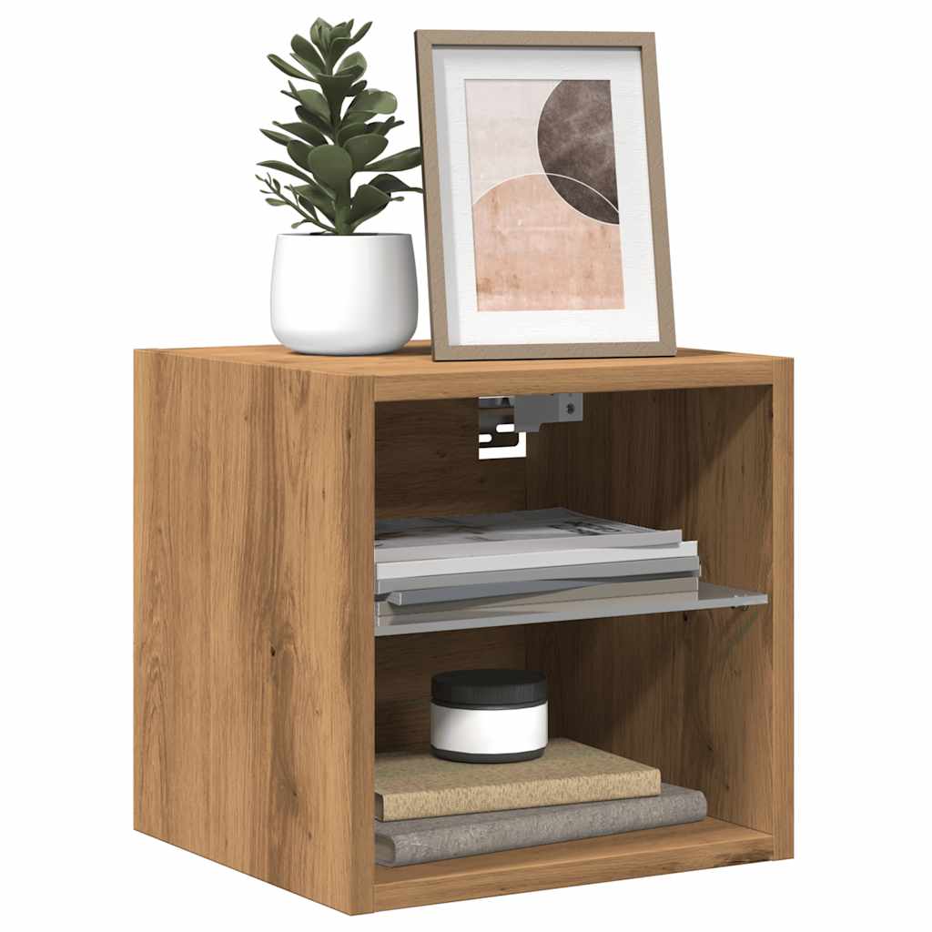 TV Wall Cabinets with LED Lights 2 pcs Artisan Oak 30x28.5x30 cm