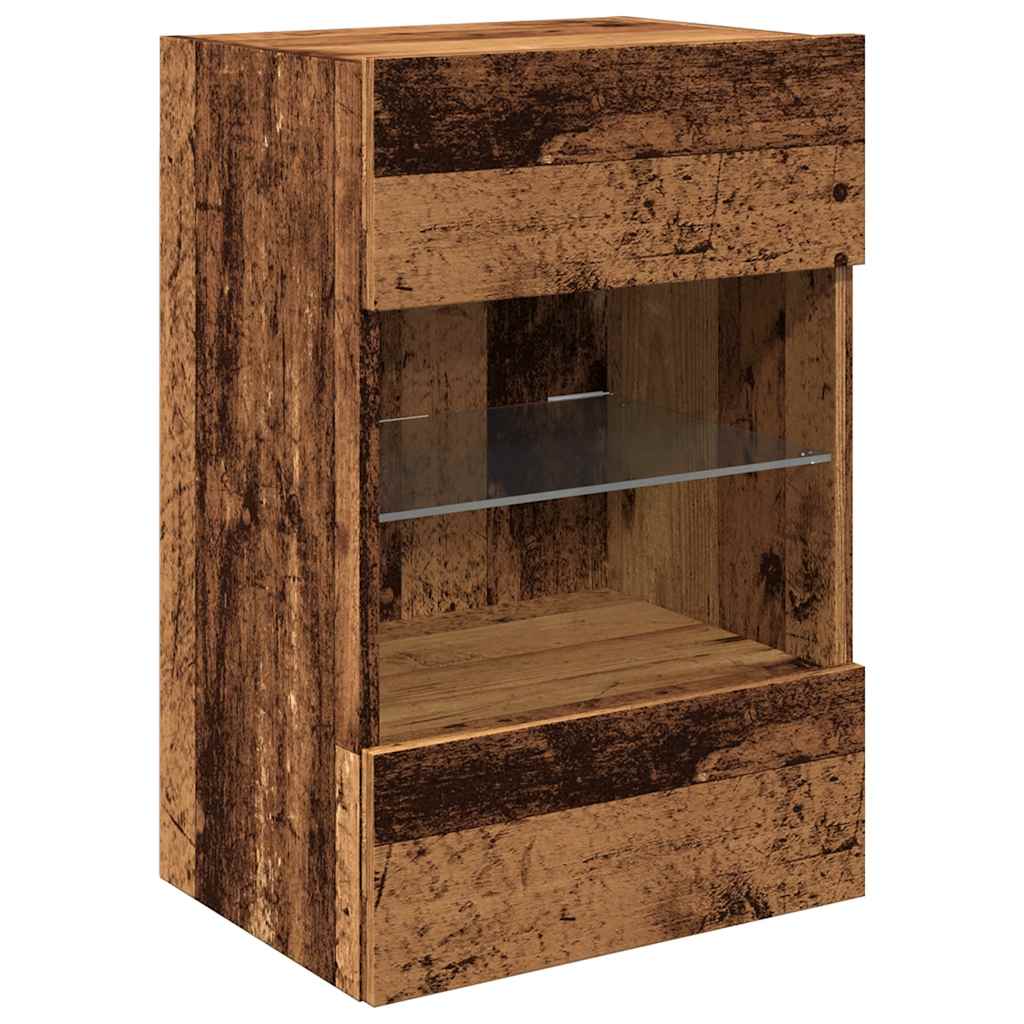 TV Wall Cabinets with LED Lights 2 pcs Old Wood 40x30x60,5 cm