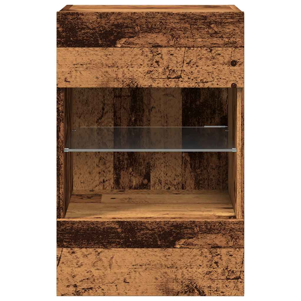 TV Wall Cabinets with LED Lights 2 pcs Old Wood 40x30x60,5 cm