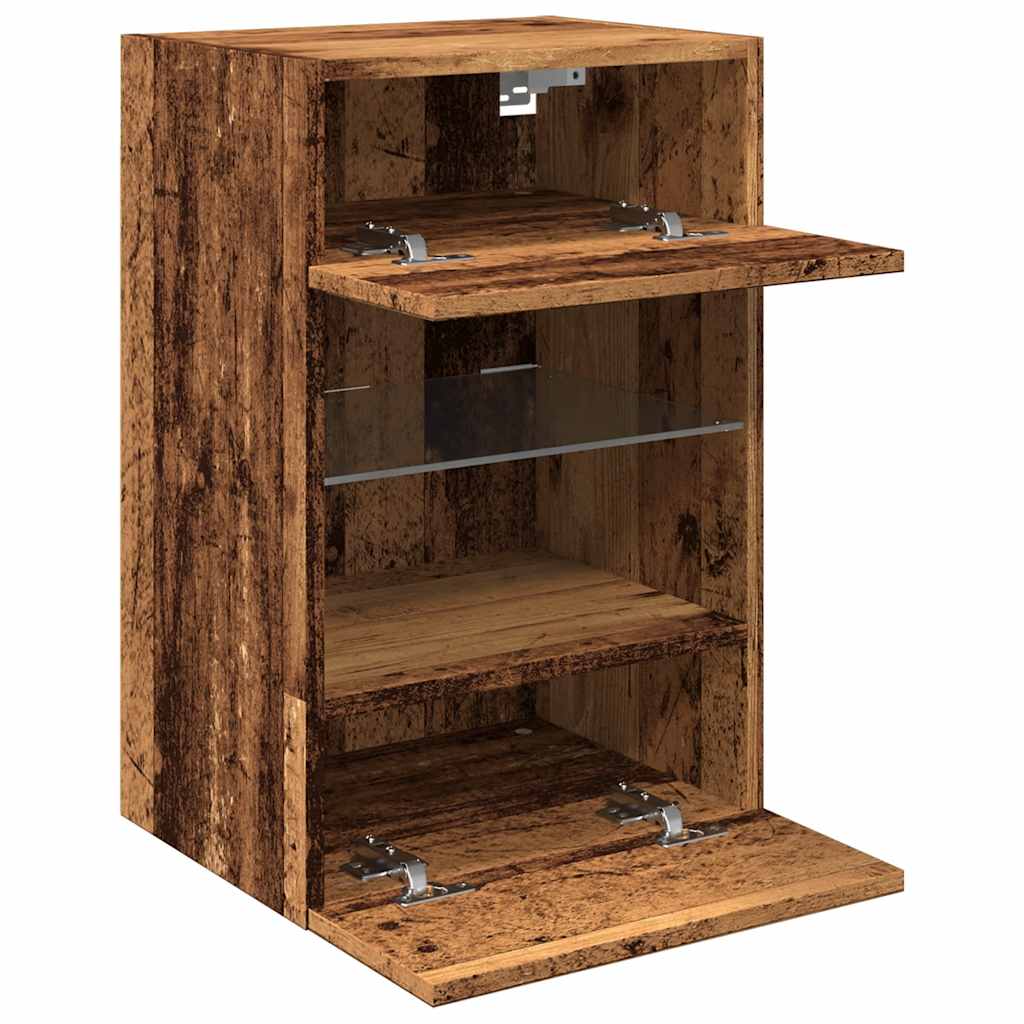 TV Wall Cabinets with LED Lights 2 pcs Old Wood 40x30x60,5 cm