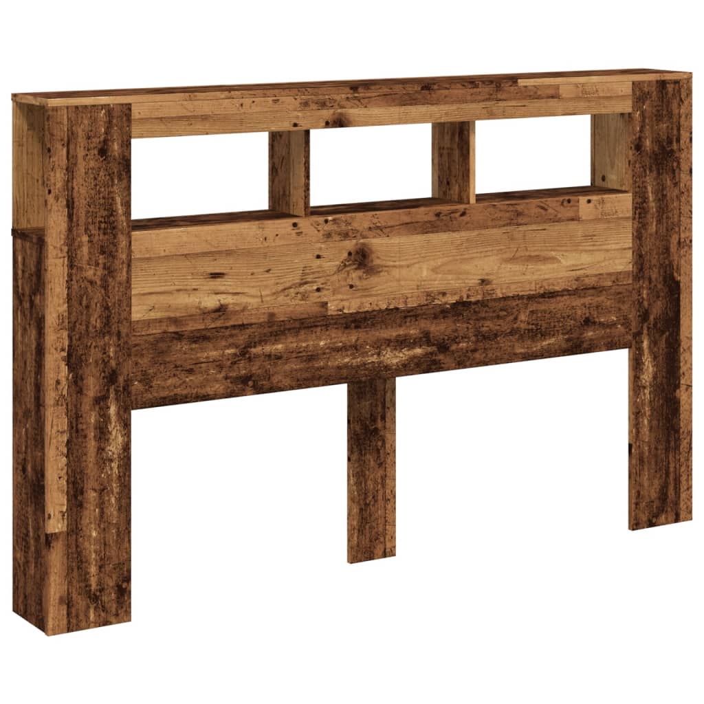 LED Headboard Old Wood 160x18.5x103.5 cm Engineered Wood