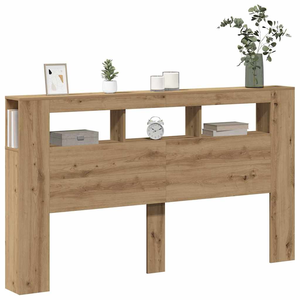 LED Headboard Artisan Oak 180x18.5x103.5 cm Engineered Wood