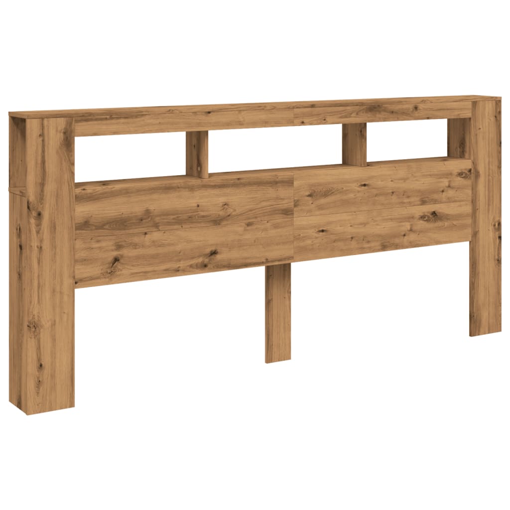 LED Headboard Artisan Oak 220x18.5x103.5 cm Engineered Wood