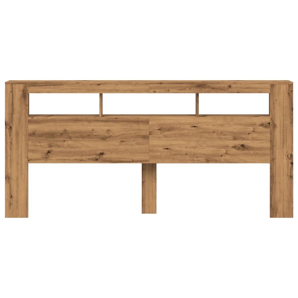 LED Headboard Artisan Oak 220x18.5x103.5 cm Engineered Wood