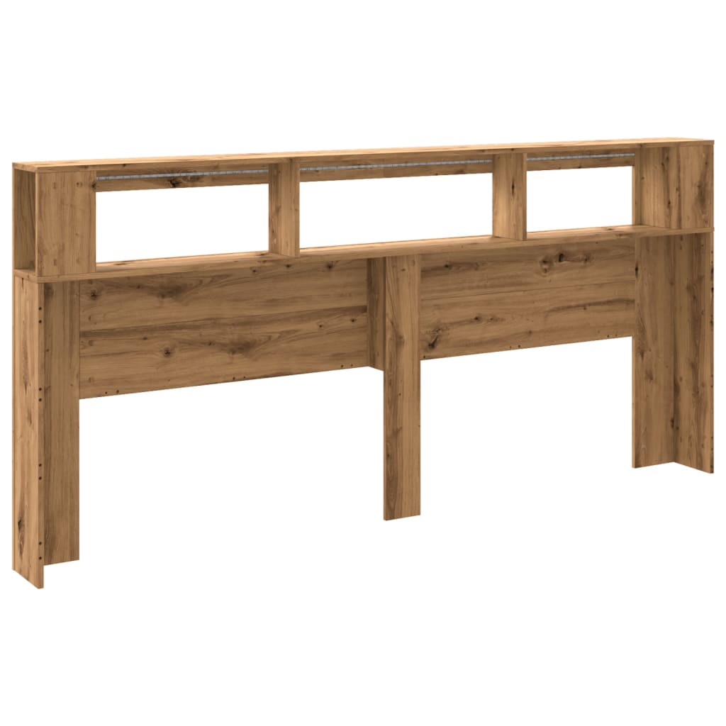 LED Headboard Artisan Oak 220x18.5x103.5 cm Engineered Wood