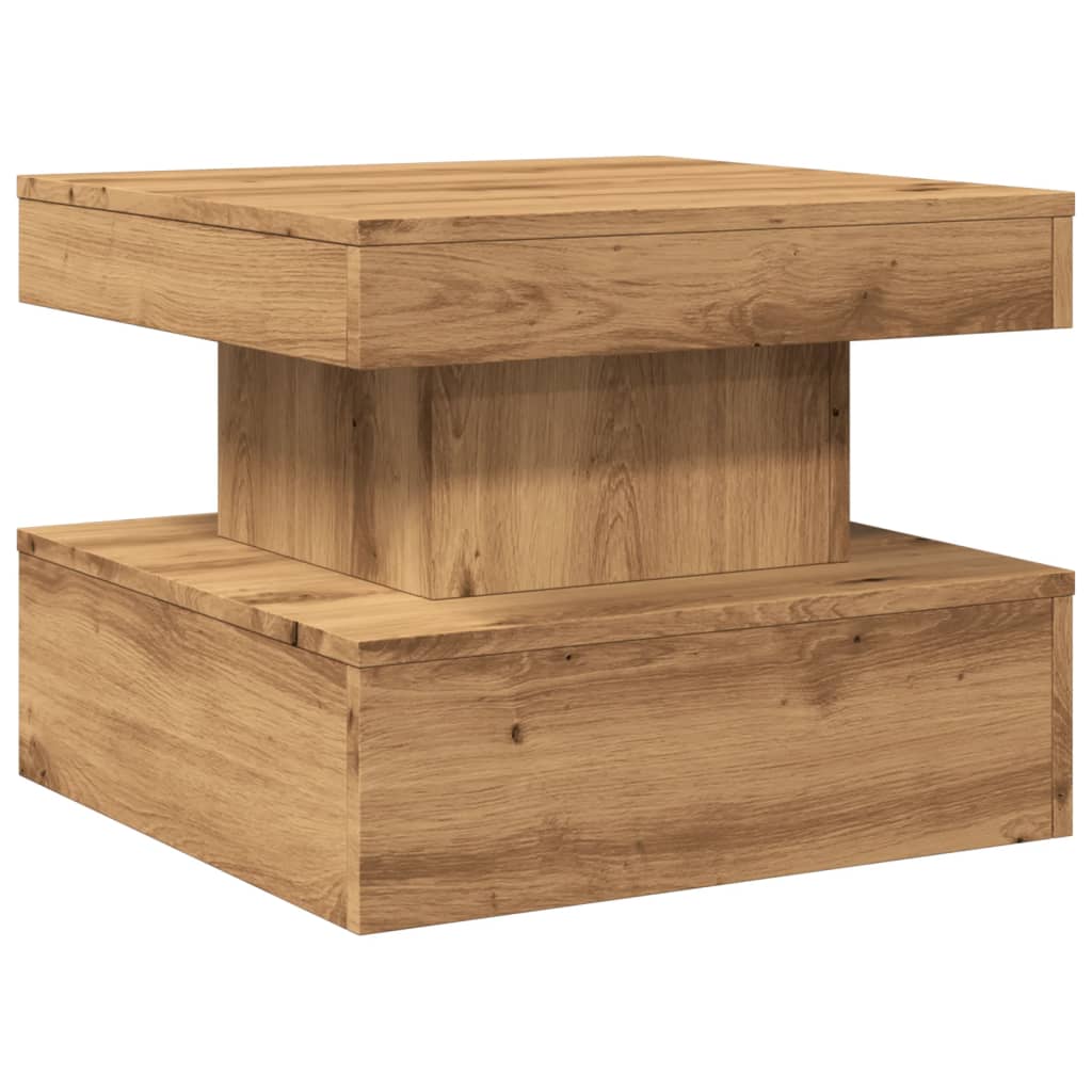 Coffee Table with LED Lights Artisian Oak 50x50x40 cm