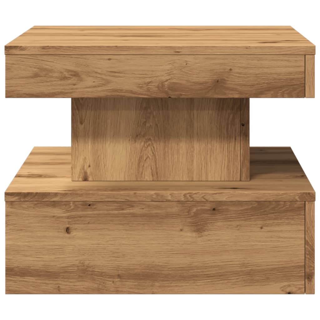 Coffee Table with LED Lights Artisian Oak 50x50x40 cm