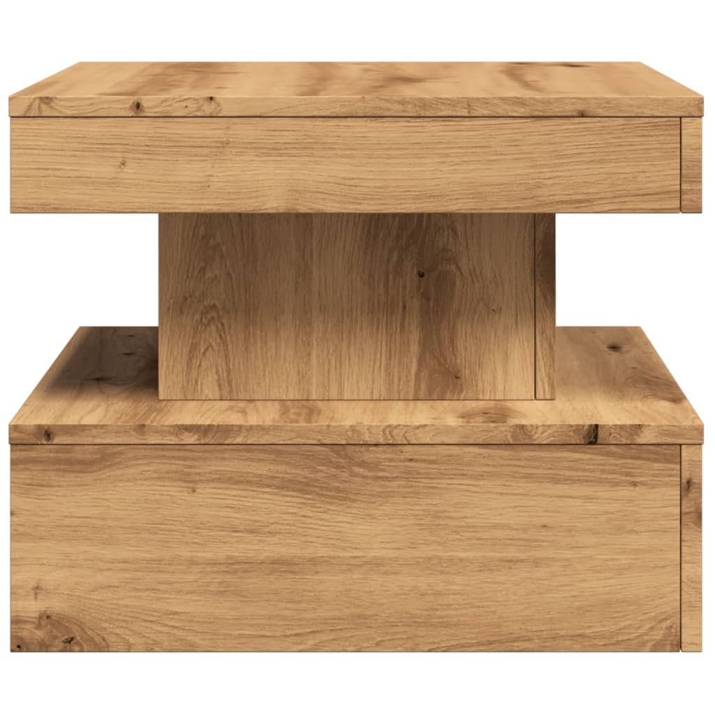 Coffee Table with LED Lights Artisian Oak 50x50x40 cm