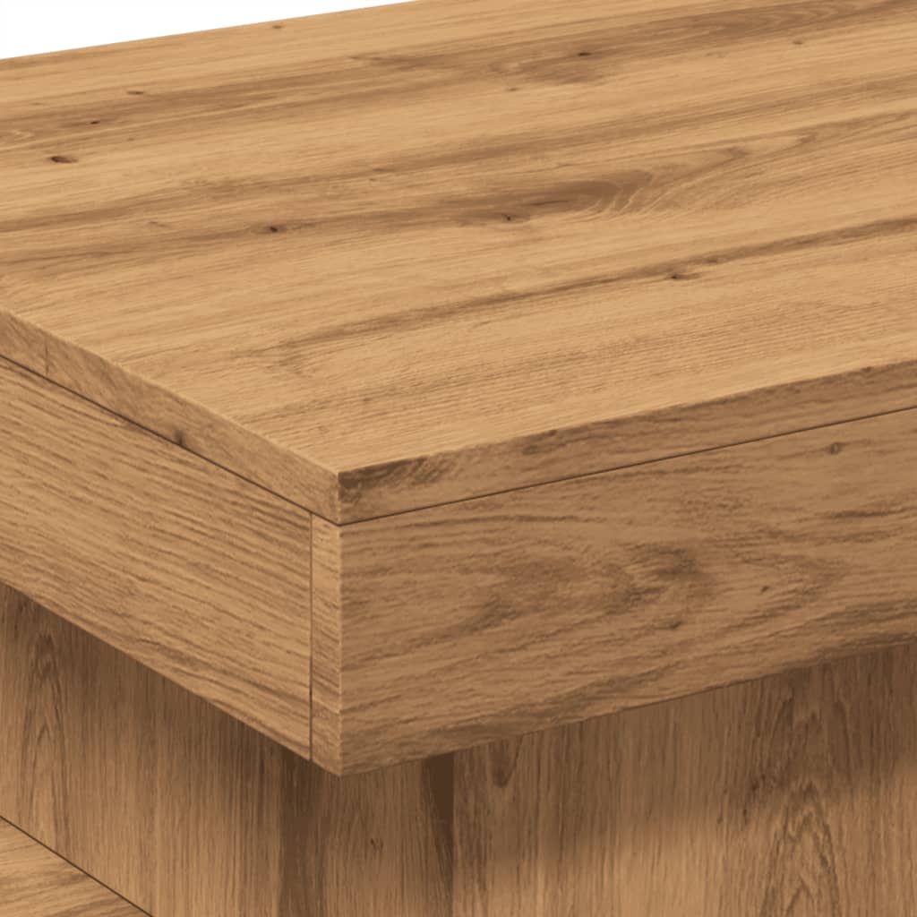 Coffee Table with LED Lights Artisian Oak 50x50x40 cm
