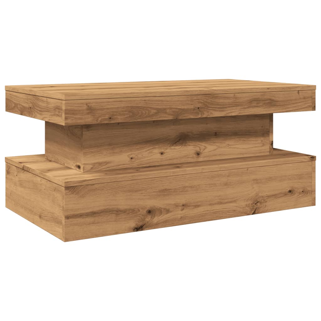 Coffee Table with LED Lights Artisian Oak 90x50x40 cm