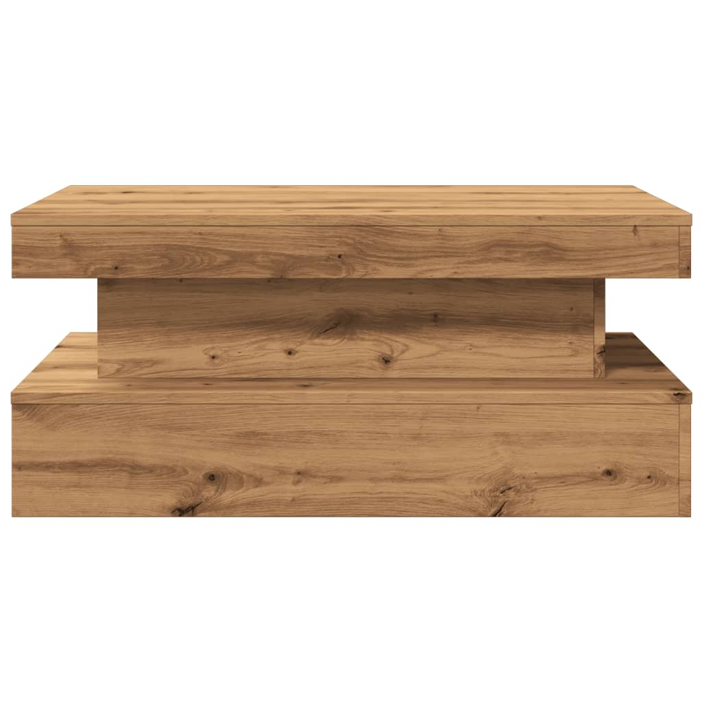 Coffee Table with LED Lights Artisian Oak 90x50x40 cm
