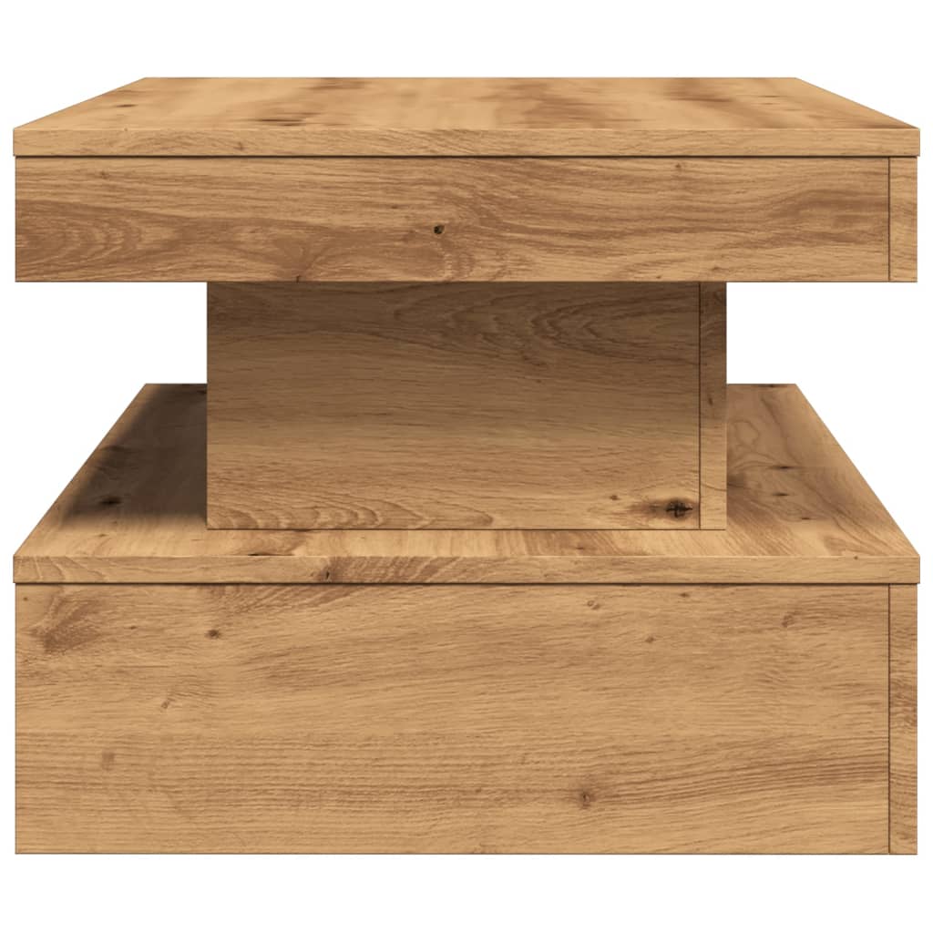 Coffee Table with LED Lights Artisian Oak 90x50x40 cm