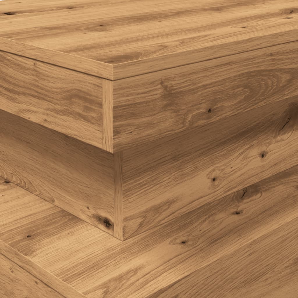 Coffee Table with LED Lights Artisian Oak 90x50x40 cm