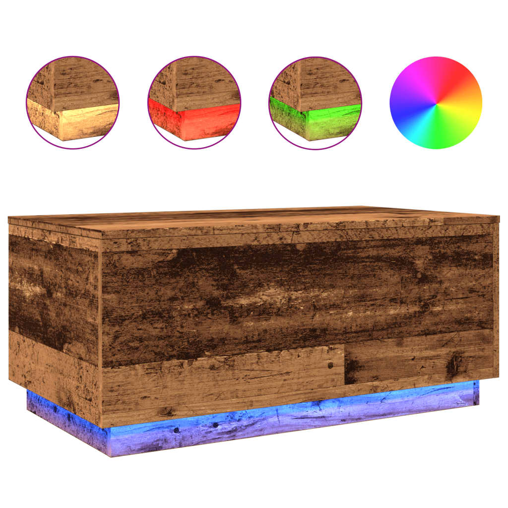 Modern Wooden Living Room Rectangular Coffee Table With LED Lights Wood Tables