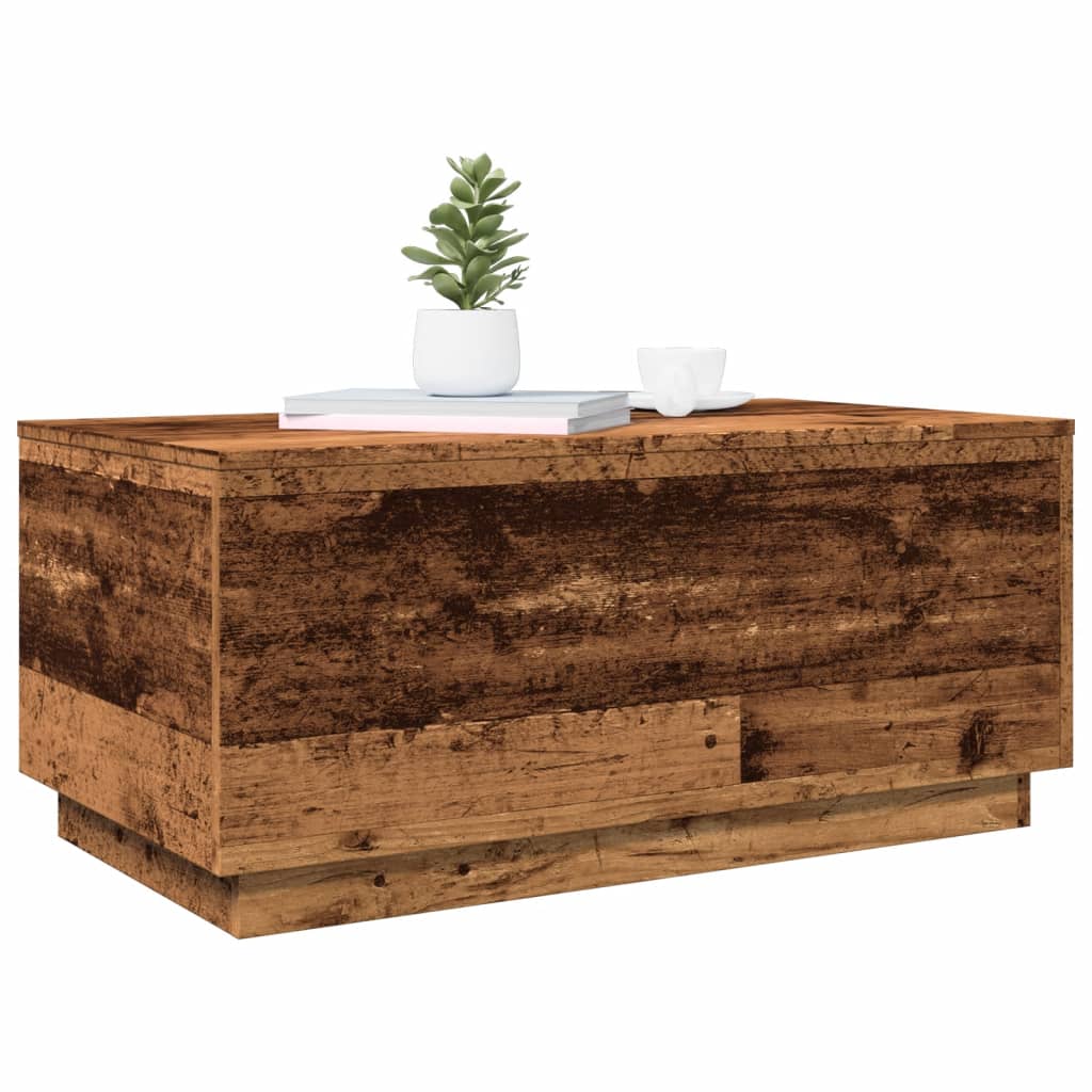 Modern Wooden Living Room Rectangular Coffee Table With LED Lights Wood Tables
