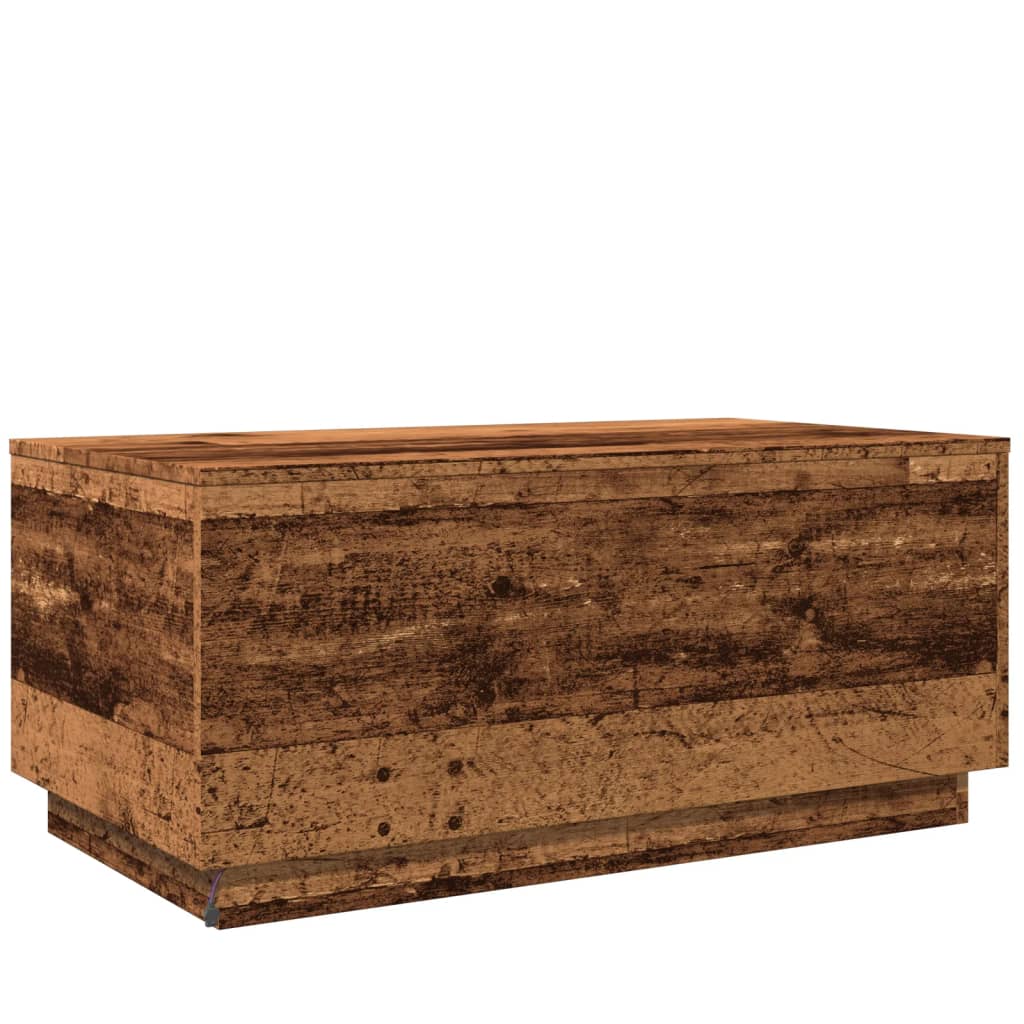 Modern Wooden Living Room Rectangular Coffee Table With LED Lights Wood Tables