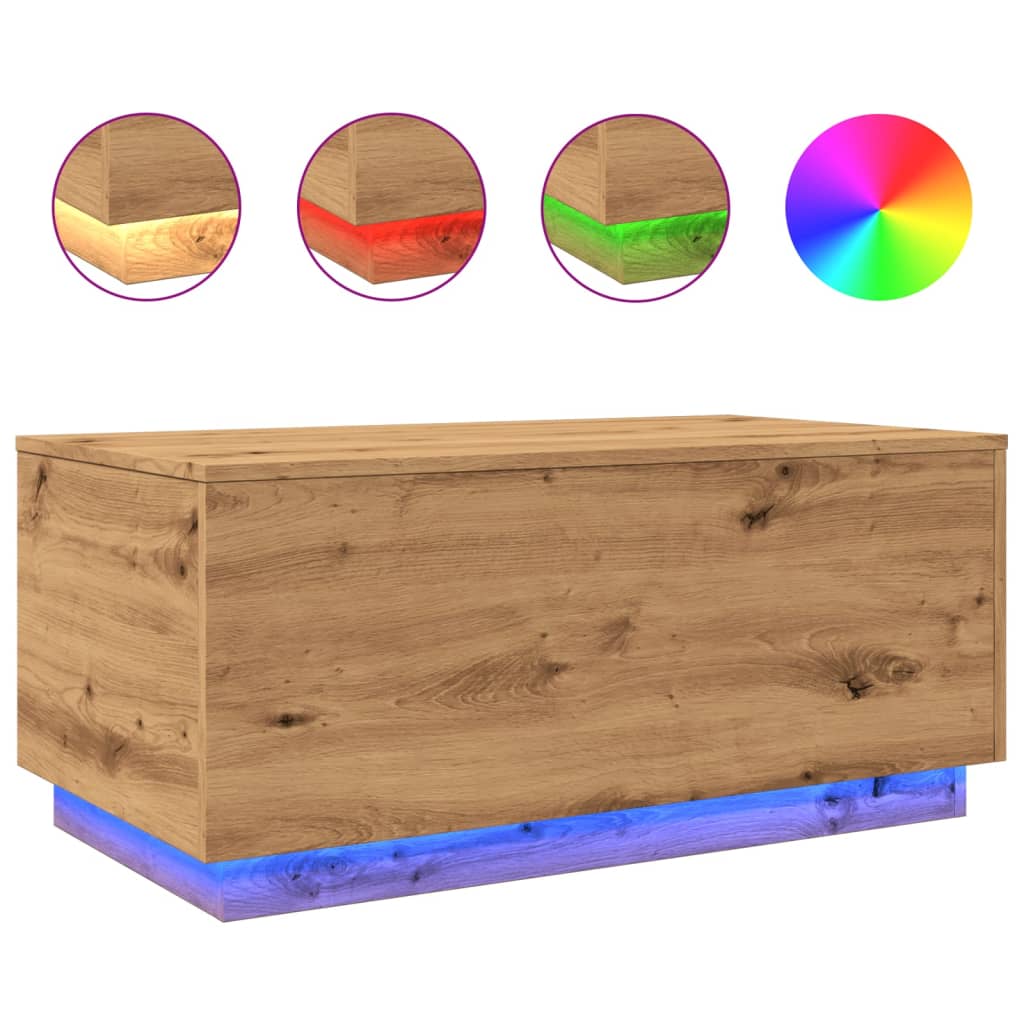 Modern Wooden Living Room Rectangular Coffee Table With LED Lights Wood Tables