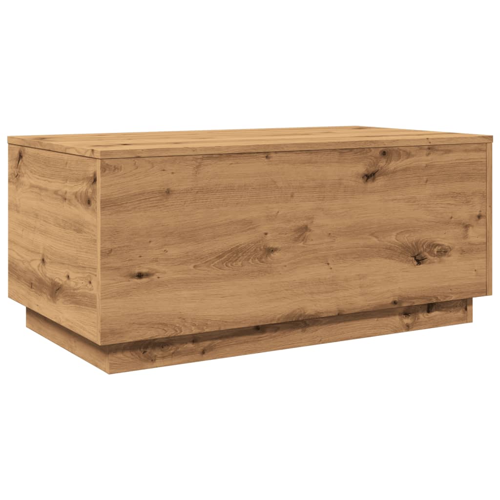Coffee Table with LED Lights Artisan Oak 90x50x40 cm