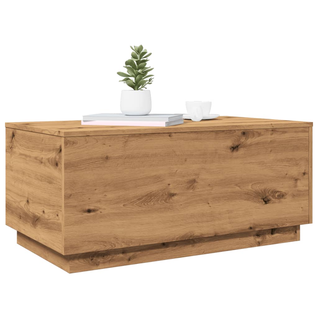 Modern Wooden Living Room Rectangular Coffee Table With LED Lights Wood Tables