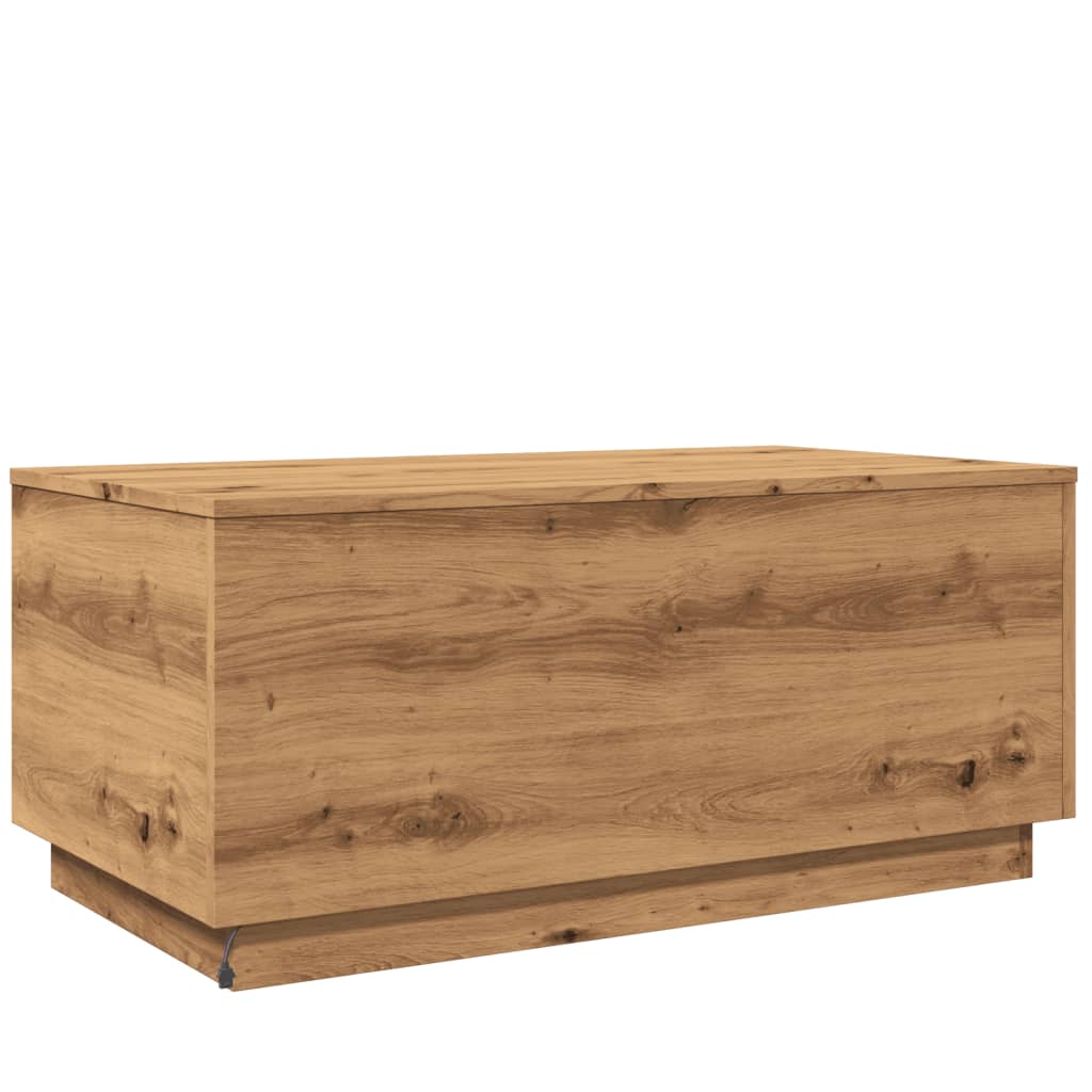 Coffee Table with LED Lights Artisan Oak 90x50x40 cm