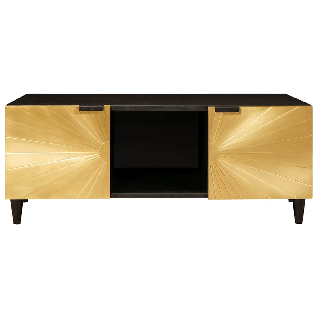 Coffee Table Black and Gold 100 x 54 x 40 cm Solid mango wood