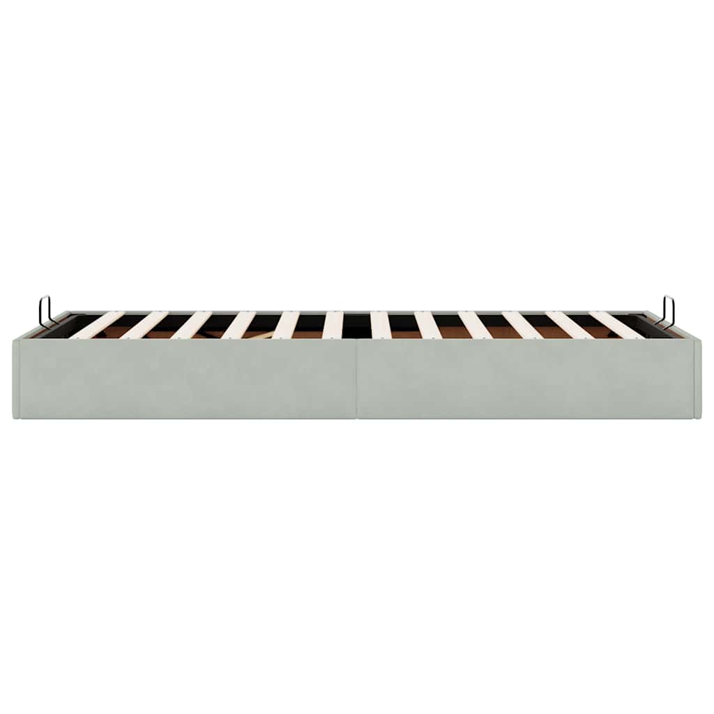 Ottoman Bed Frame No Mattress Light Grey Single Velvet