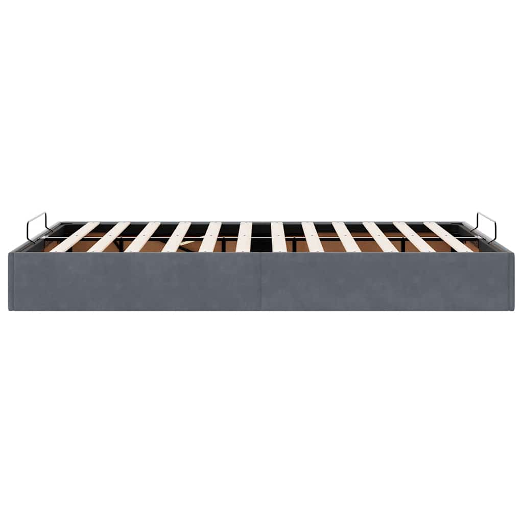 Ottoman Bed Frame No Mattress Dark Grey Double Velvet