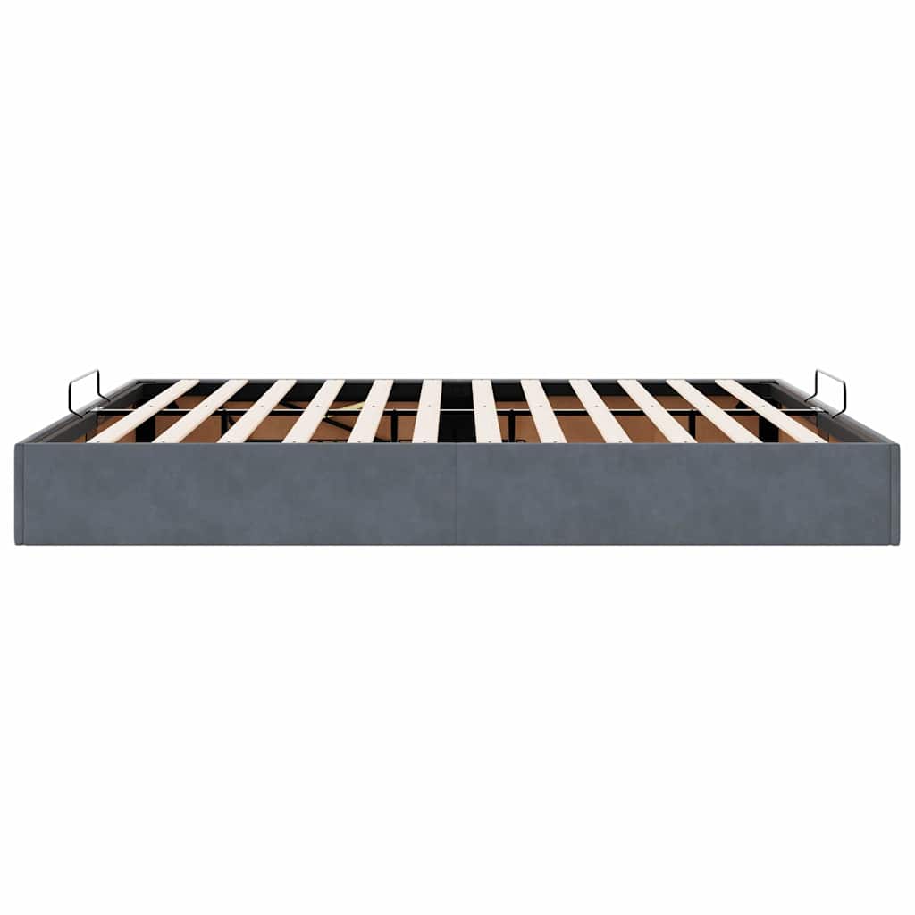 Ottoman Bed Frame No Mattress Dark Grey Super King Velvet