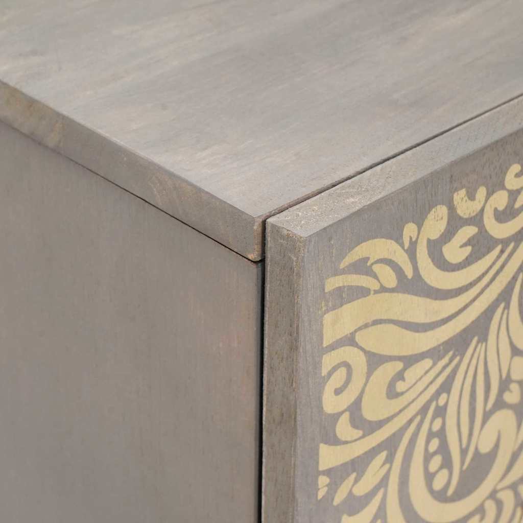 Sideboard Grey and Gold 60 x 33.5 x 75 cm Solid Mango wood
