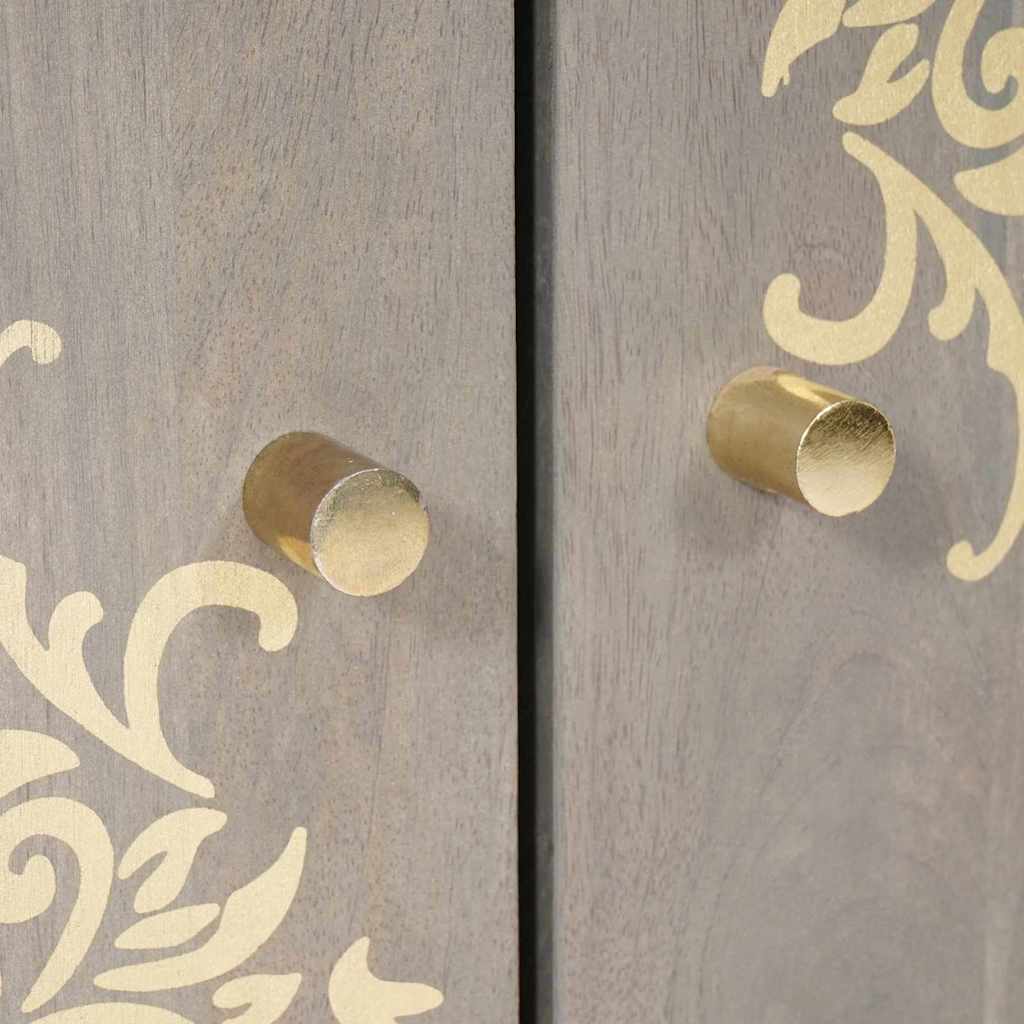 Sideboard Grey and Gold 60 x 33.5 x 75 cm Solid Mango wood