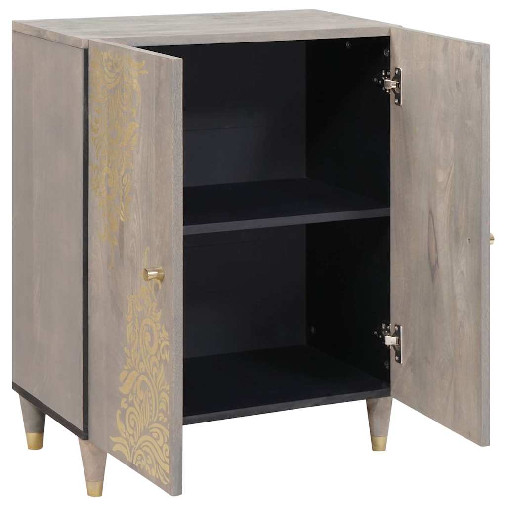 Sideboard Grey and Gold 60 x 33.5 x 75 cm Solid Mango wood