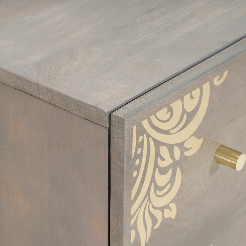 Sideboard Grey and Gold 60 x 33.5 x 75 cm Solid Mango wood