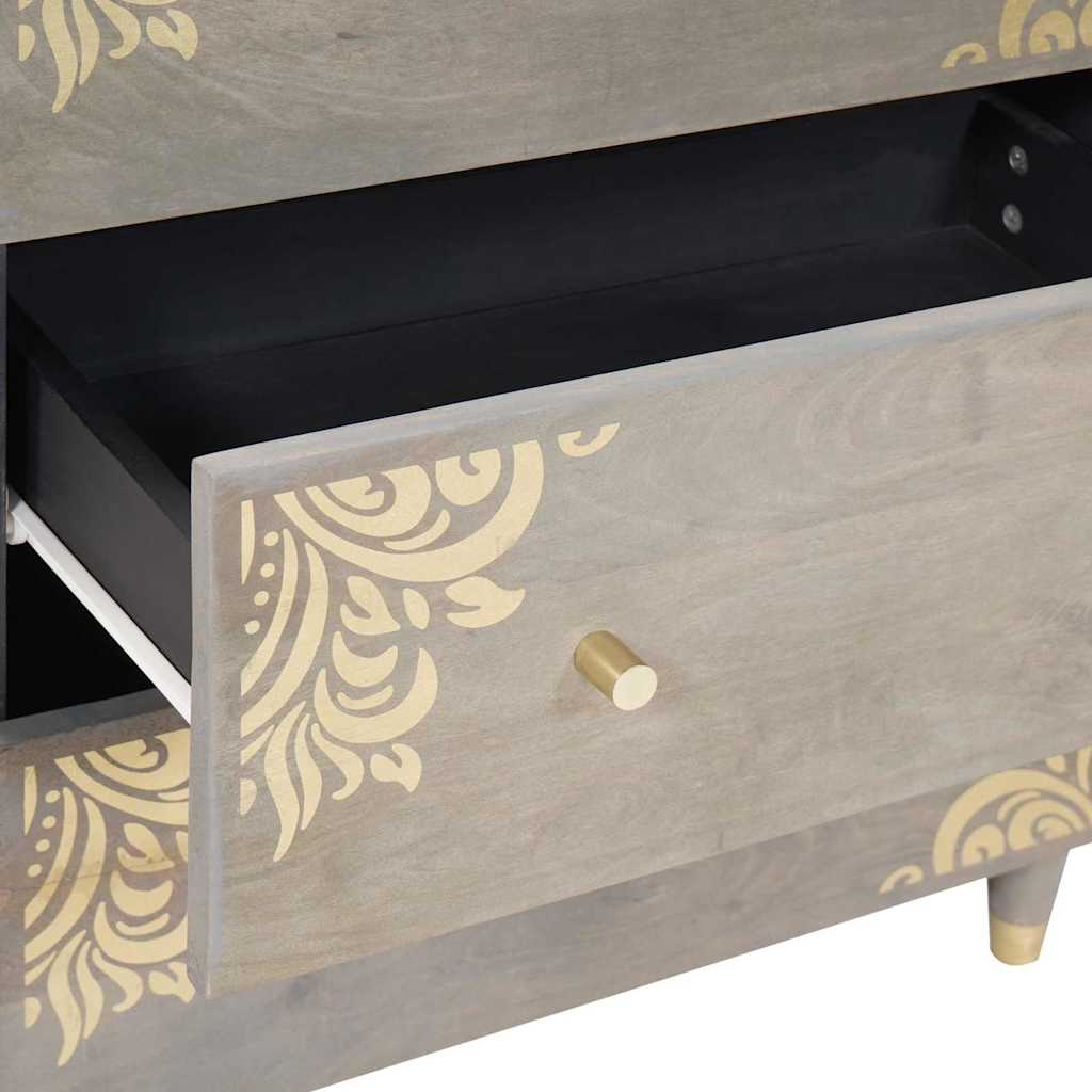 Sideboard Grey and Gold 60 x 33.5 x 75 cm Solid Mango wood