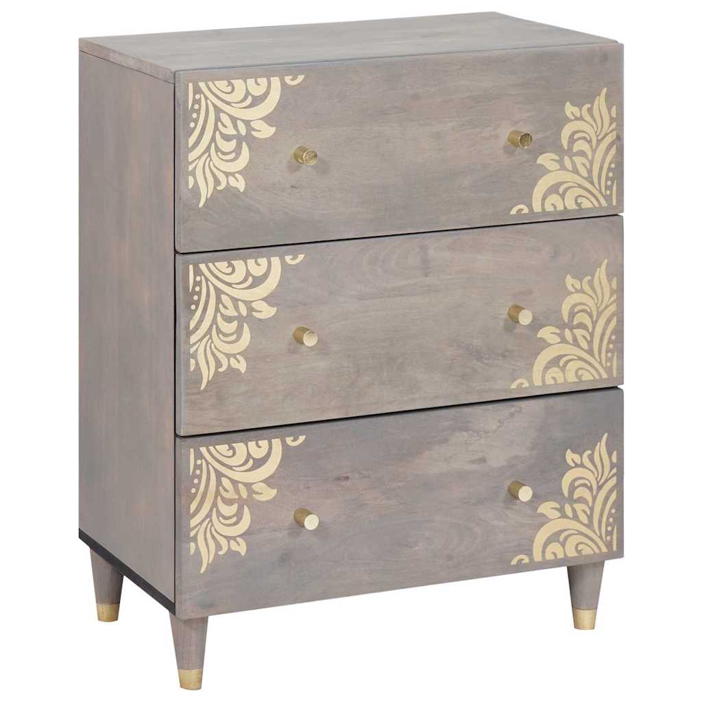 Sideboard Grey and Gold 60 x 33.5 x 75 cm Solid Mango wood