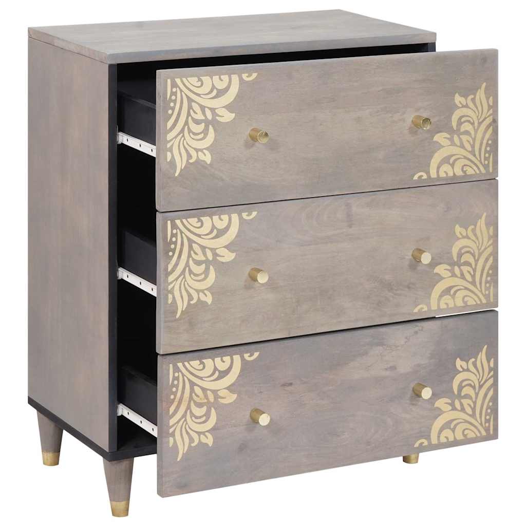 Sideboard Grey and Gold 60 x 33.5 x 75 cm Solid Mango wood