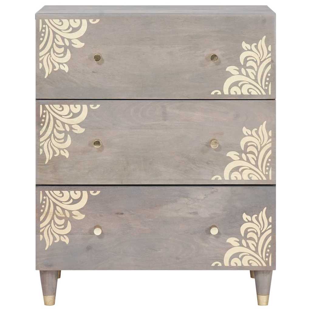 Sideboard Grey and Gold 60 x 33.5 x 75 cm Solid Mango wood
