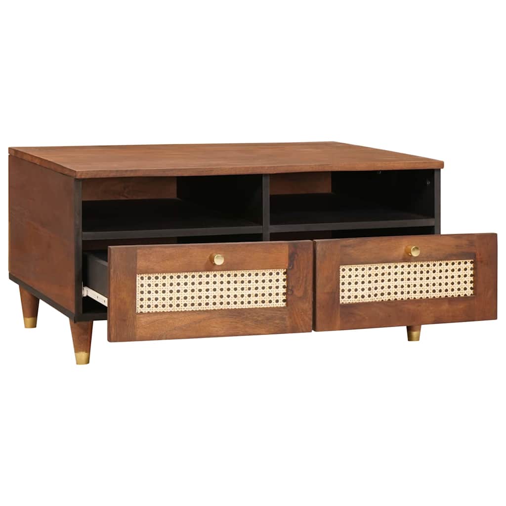 Coffee Tables Brown 80 x 54 x 40 cm Cane and solid mango wood
