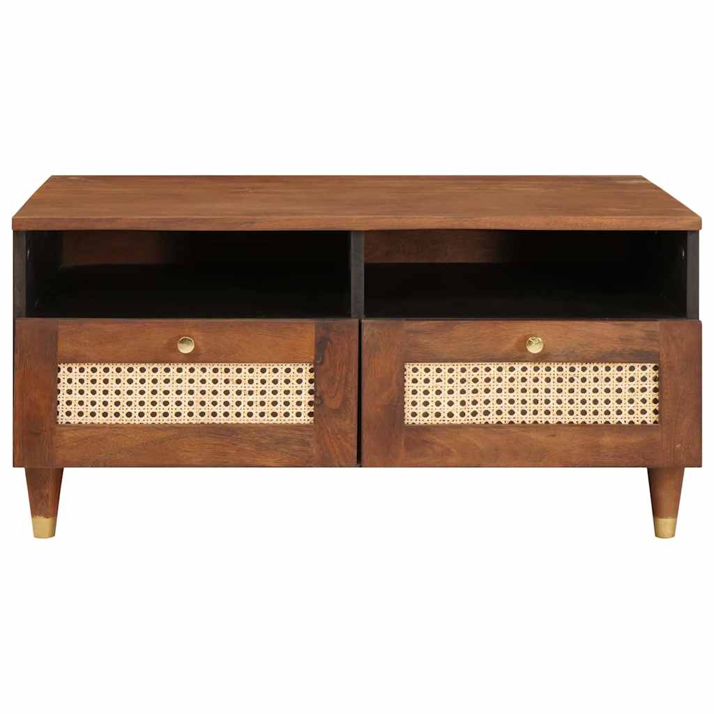 Coffee Tables Brown 80 x 54 x 40 cm Cane and solid mango wood