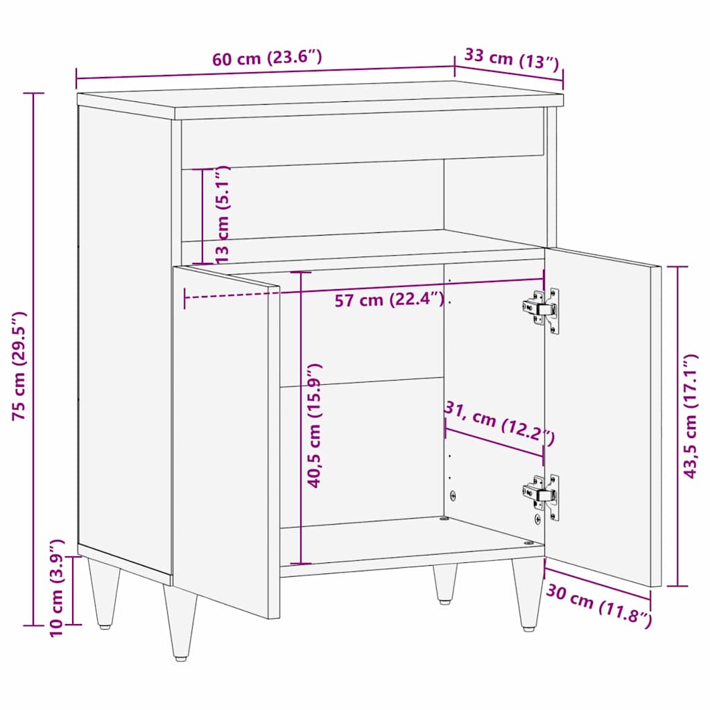 Media Storage Cabinets & Racks Brown 60 x 33.5 x 75 cm